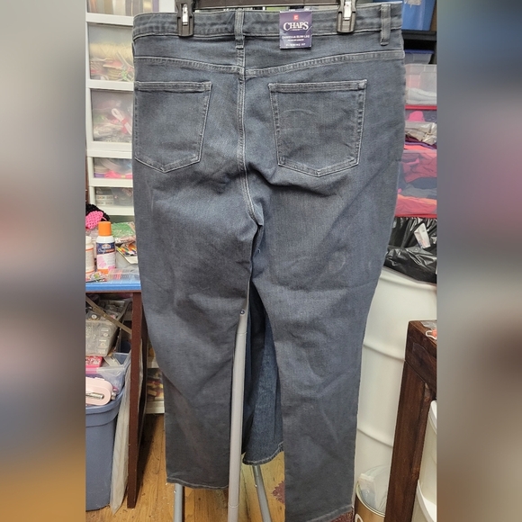CHAPS Daniella Slim Leg 30" Inseam Slimming Fit Mid Rise Gray Size 16R Jeans - Picture 6 of 9